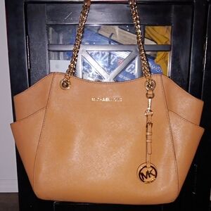 Michael Kors Camel Shoulder Bag with Gold Chain